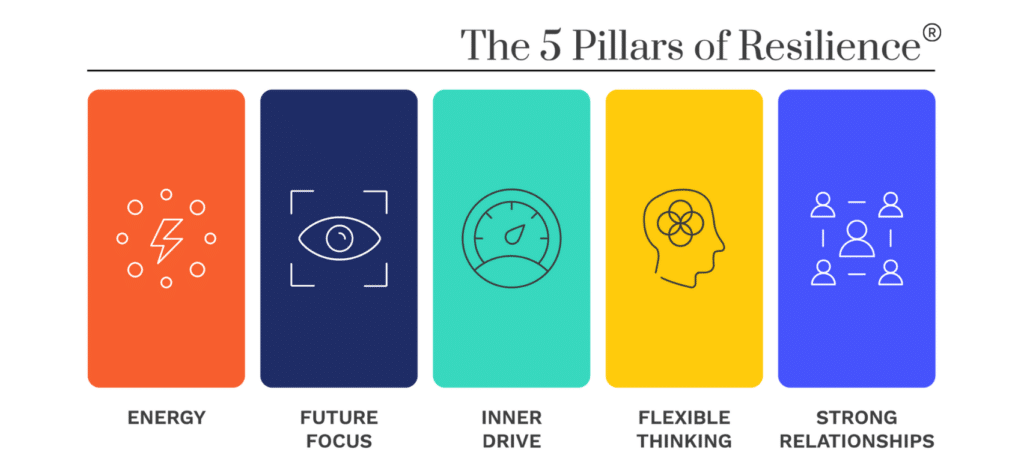 The 5 Pillars of Resilience model by The Wellbeing Project.